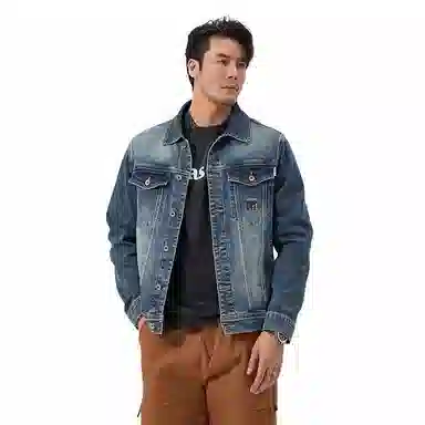 【dme】 美式简约基础休闲氛围感复古单排扣翻领长袖牛仔外套 男女同款 蓝色