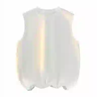 兰缪 日系纯色基础款简约宽松直筒圆领百搭休闲字母透气圆领纯棉无袖背心 男女同款