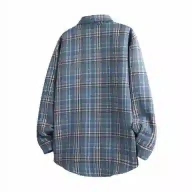 红蜻蜓 美式简约格子条纹休闲宽松百搭潮流长袖衬衫 男女同款