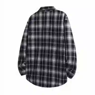 红蜻蜓 美式简约格子条纹休闲宽松百搭潮流长袖衬衫 男女同款