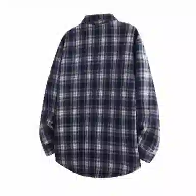 红蜻蜓 美式简约格子条纹休闲宽松百搭潮流长袖衬衫 男女同款