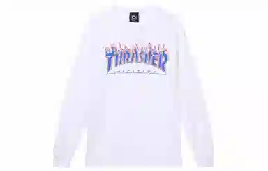Thrasher Patriot Flame Logo Crewneck Long Sleeve White