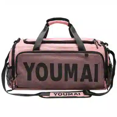 德力熊 出差轻便旅游包运动训练 尼龙拼网 健身包 男女同款情侣款 黑色/粉色/卡其色/红色/灰色