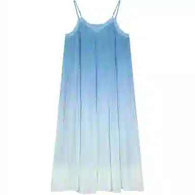 缪斯的诱惑 夏季法式海边度假风渐变时尚海浪裙潮无袖吊带连衣裙 女款 蓝色