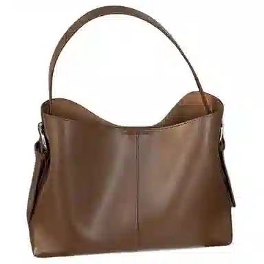 恒源祥 时尚百搭高级感百搭真皮复古商务通勤 牛皮 水桶包单肩包 女款 黑色/咖啡色