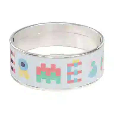 Hermes Enamel Pattern Ring White