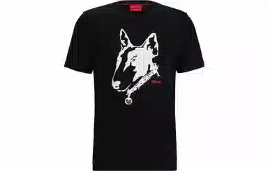 HUGO BOSS Cotton-Jersey T-Shirt With Dog Artwork T
