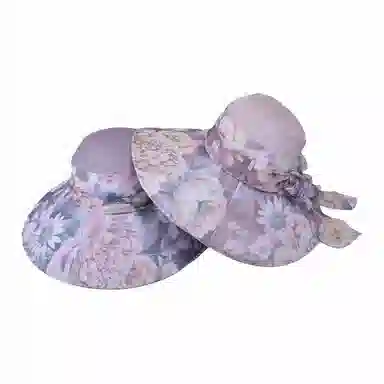 山一丸 夏季大檐防晒时尚蝴蝶结飘带帽子沙滩海边透气 涤纶 遮阳帽 男女同款情侣款