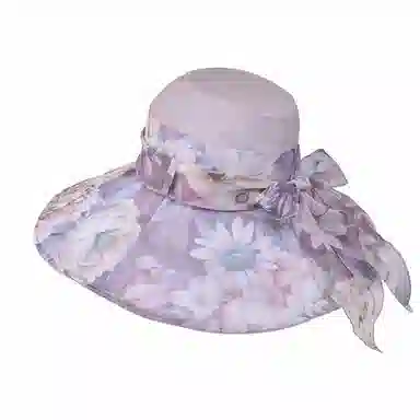 山一丸 夏季大檐防晒时尚蝴蝶结飘带帽子沙滩海边透气 涤纶 遮阳帽 男女同款情侣款