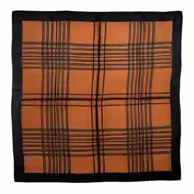 山一丸 丝羊毛方巾字母装饰领巾线条秋冬 羊绒 丝巾 女款