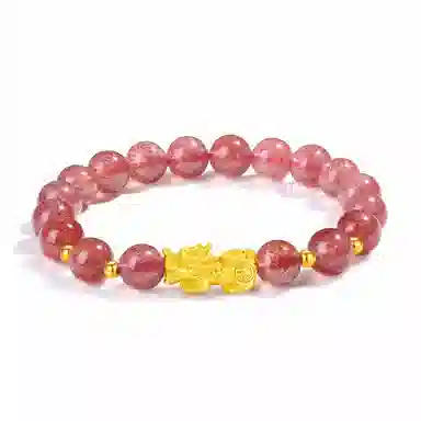 【普陀山官方已过香】 普陀山文创 爱意永恒情定终生心心相印 新中式能量磁场#好运 貔貅 草莓晶 手串 男女同款情侣款