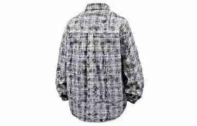 王者荣耀 裴擒虎款美式复古格子条纹打底学院风基础款趣味简约字母百搭翻领纽扣舒适透气长袖衬衫 男女同款