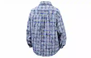 王者荣耀 裴擒虎款美式复古格子条纹打底学院风基础款趣味简约字母百搭翻领纽扣舒适透气长袖衬衫 男女同款