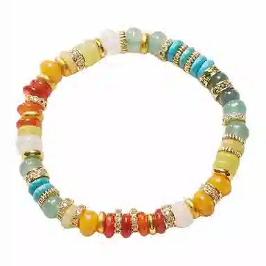 金戟 多宝药片 新中式民族风彩虹糖多巴胺设计招桃花文玩佛珠 本命年水逆退散转运珠许我平安喜乐 好运 玛瑙 手串 男女同款情侣款