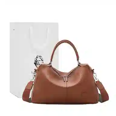 老人头 休闲百搭通勤 牛皮拼合成革 手提包 女款 多色