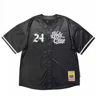Holycrap 24 Embroidered Baseball Tee Black