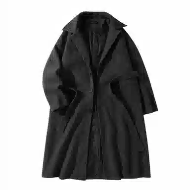 美式复古韩系束带西装领纯色经典百搭纯色英伦风高级感单排扣翻领中长款过膝毛呢夹棉加厚保暖休闲大衣 男女同款