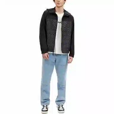 COACH SS24 Colorblock Hoodie Jacket Charcoal Gray