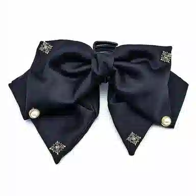 简应舒 轻奢蝴蝶结后脑勺精致半发 缎面 亚克力 发夹 女款