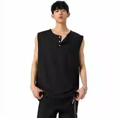 轻迎 复古宽松潮流简约无袖背心 男款
