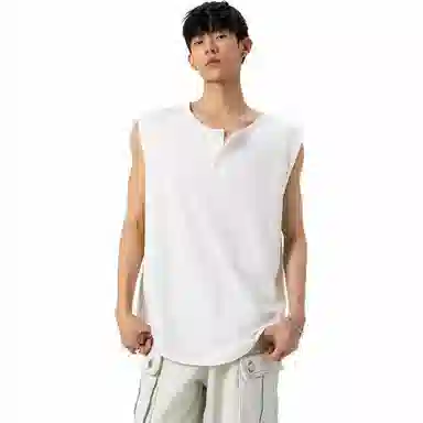 轻迎 复古宽松潮流简约无袖背心 男款
