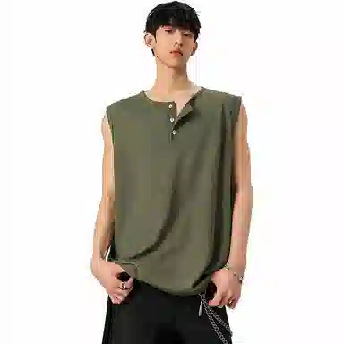 轻迎 复古宽松潮流简约无袖背心 男款