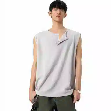 轻迎 复古宽松潮流简约无袖背心 男款