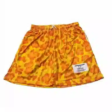 物质公式 美式复古豹纹假两件运动透气速干三分裤宽松百搭跑步健身直筒短裤潮流高街篮球裤 男女同款