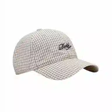 钓鱼熊 春天薄款格子时尚字母刺绣休闲百搭软顶品质 棉 鸭舌帽 男女同款情侣款