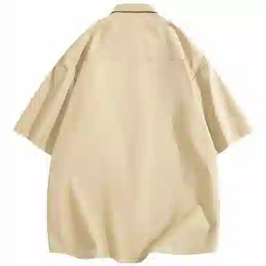 快鱼 美式拼接工装设计感潮牌时尚宽松休闲百搭短袖翻领衬衫 男女同款