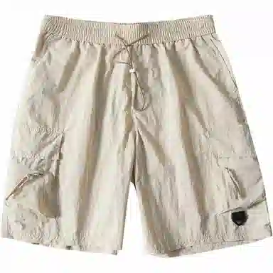 袋鼠 美式基础款复古山系纯色抽绳中腰宽松大口袋机能透气防风防水直筒多巴胺速干五分休闲短裤 男女同款