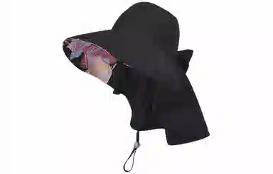 优幽兰 时尚潮流高级感夏季大檐显脸小户外披肩渔夫帽护颈百搭透气空顶遮阳帽防紫外线骑行太阳帽可扎马尾 涤纶 防晒帽 女款