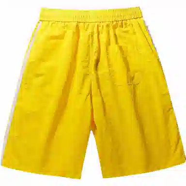 袋鼠 学院风条纹舒适宽松直筒系带休闲短裤 男女同款