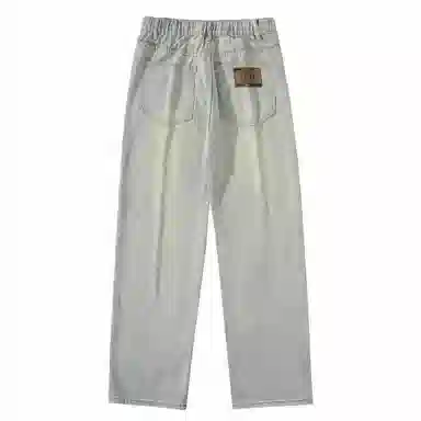 大卫贝肯 美式高街基础款纯色简约百搭宽松舒适复古休闲直筒牛仔裤 男女同款 黑色