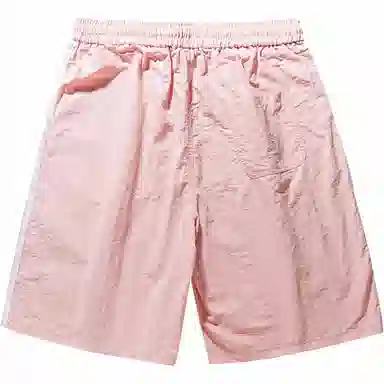 袋鼠 学院风条纹舒适宽松直筒系带休闲短裤 男女同款