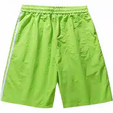 袋鼠 学院风条纹舒适宽松直筒系带休闲短裤 男女同款