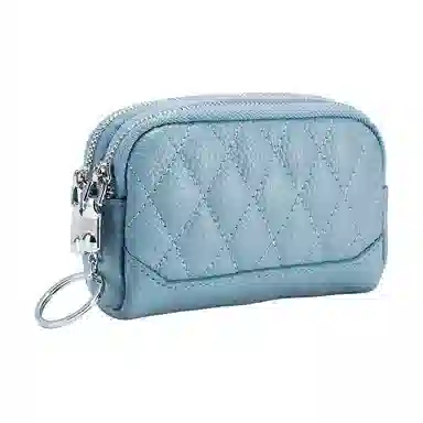 彤彤兔 菱格迷你真皮双层拉链 头层牛皮 零钱包 女款 多色