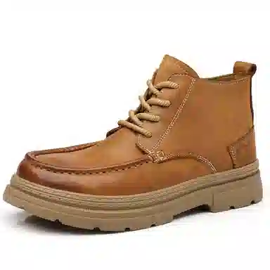 木林森 合成革 英伦风舒适软底 潮流百搭 短靴 男款 黄色