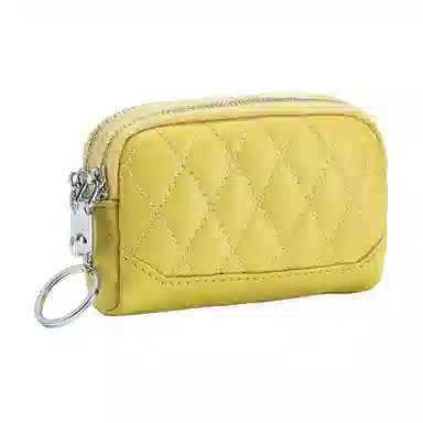 彤彤兔 菱格迷你真皮双层拉链 头层牛皮 零钱包 女款 多色