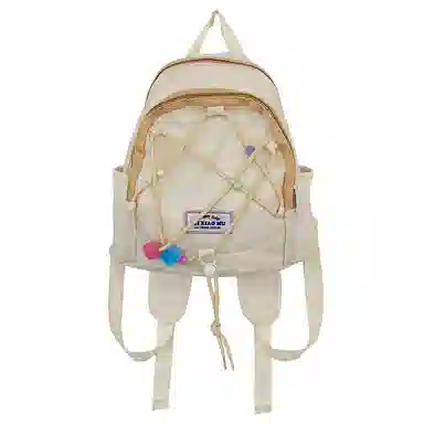 彤彤兔 小清新少女百搭 尼龙 双肩包 男女同款情侣款 白色/紫色