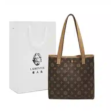 老人头 复古经典气质日常通勤小众设计感 合成革 单肩包 常规 女款 卡其色/咖色