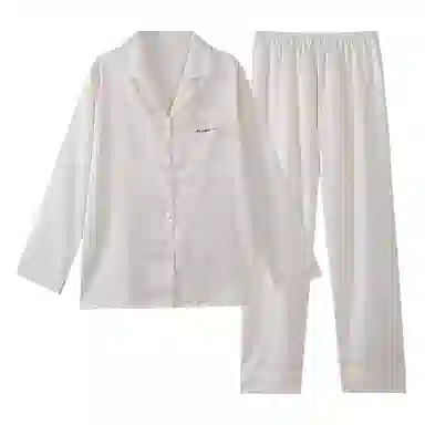 夏芬妍 时尚高级感纯色冰丝翻领家居服简约休闲舒适亲肤宽松长袖长裤可外穿睡衣套装 女款 杏色