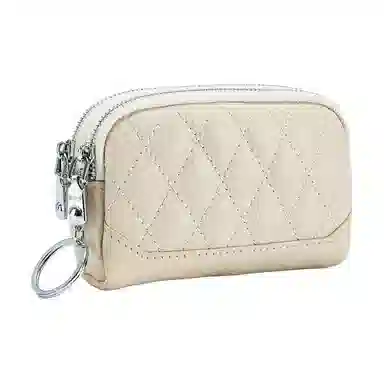 彤彤兔 菱格迷你真皮双层拉链 头层牛皮 零钱包 女款 多色