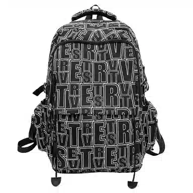 垣途者 大容量涂鸦时尚 尼龙 双肩包 男女同款情侣款 白色/黑色