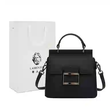 老人头 时尚简约大方通勤高质感百搭手提单肩包 头层牛皮 斜挎包 女款 灰色/黑色