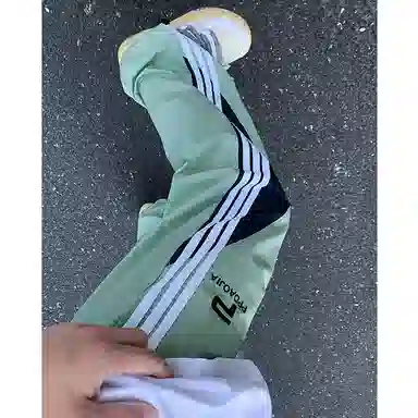 悍戈 美式复古学院风侧边撞色条纹高品质冰丝薄款透气速干户外运动宽松阔腿百搭舒适抽绳伞兵直筒时尚休闲裤 男女同款