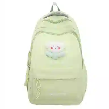 行途 中学生日系纯色高中生夏季休闲旅游背包防泼水 尼龙 双肩包 男女同款情侣款 黑色/米白色/绿色/粉色/黄色