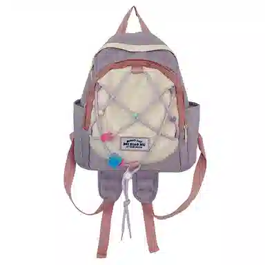 彤彤兔 小清新少女百搭 尼龙 双肩包 男女同款情侣款 白色/紫色