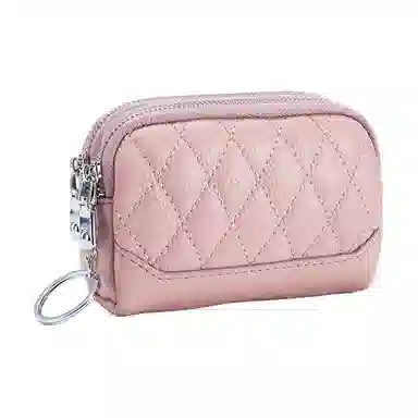 彤彤兔 菱格迷你真皮双层拉链 头层牛皮 零钱包 女款 多色