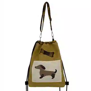 彤彤兔 迷人布腊肠狗 尼龙 双肩包 男女同款情侣款 黄色